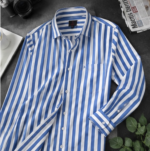 Premium Blue & White Striped Shirt